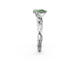 White gold Fancy Green Pear  Solitaire Vine Band with Milgrain Prong Setting_5
