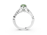 White gold Fancy Green Pear  Solitaire Vine Band with Milgrain Prong Setting_6