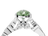 White gold Fancy Green Pear  Solitaire Vine Band with Milgrain Prong Setting_7