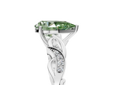 White gold Fancy Green Pear  Solitaire Vine Band with Milgrain Prong Setting_8