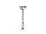 White gold Fancy Green Pear  Solitaire with Pavé Band and Four-Prong Setting_319