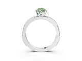 White gold Fancy Green Pear  Solitaire with Pavé Band and Four-Prong Setting_320