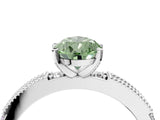 White gold Fancy Green Pear  Solitaire with Pavé Band and Four-Prong Setting_322
