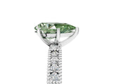 White gold Fancy Green Pear  Solitaire with Pavé Band and Four-Prong Setting_322