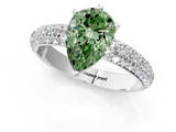 White gold Fancy Green Pear  Solitaire with Pave Band and Four-Prong Setting_4