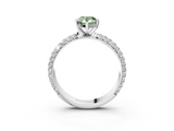 White gold Fancy Green Pear  Solitaire with Pave Band and Four-Prong Setting_6