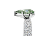 White gold Fancy Green Pear  Solitaire with Pave Band and Four-Prong Setting_8