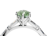 White gold Fancy Green Pear  Solitaire with Side Baguettes and Channel Set Band_62