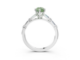 White gold Fancy Green Pear  Solitaire with Side Baguettes and Channel Set Band_65