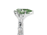 White gold Fancy Green Pear  Solitaire with Side Baguettes and Channel Set Band_67