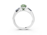 White gold Fancy Green Pear  Solitaire with Tapered Baguette Side Stones on a Classic Band with Four-Prong Setting_55