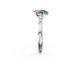 White gold Fancy Green Pear  Solitaire with Tapered Baguette Side Stones on a Classic Band with Four-Prong Setting_58