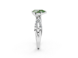 White gold Fancy Green Pear  Three-Stone Diamond Ring with Pavé Split Shank and Four-Prong Setting_100