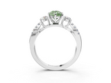White gold Fancy Green Pear  Three-Stone Diamond Ring with Pavé Split Shank and Four-Prong Setting_101