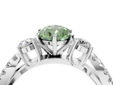 White gold Fancy Green Pear  Three-Stone Diamond Ring with Pavé Split Shank and Four-Prong Setting_102
