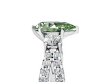 White gold Fancy Green Pear  Three-Stone Diamond Ring with Pavé Split Shank and Four-Prong Setting_103
