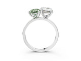 White gold Fancy Green Pear  and Emerald Cut Toi Moi Ring with Prong Setting_65