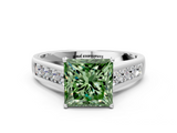 White gold Fancy Green Princess  Brilliant Channel-Set Solitaire Ring with Four-Prong Setting_17