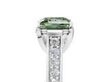 White gold Fancy Green Princess  Brilliant Cut Diamond Engagement Ring with Pavé Band and Four-Prong Setting_33