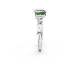 White gold Fancy Green Princess  Brilliant Cut Diamond Five-Stone Prong Set Engagement Ring with Channel Band_2