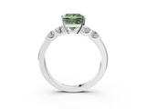 White gold Fancy Green Princess  Brilliant Cut Diamond Five-Stone Prong Set Engagement Ring with Channel Band_3