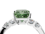White gold Fancy Green Princess  Brilliant Cut Diamond Five-Stone Prong Set Engagement Ring with Channel Band_4