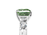White gold Fancy Green Princess  Brilliant Cut Diamond Five-Stone Prong Set Engagement Ring with Channel Band_5