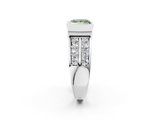 White gold Fancy Green Princess  Brilliant Diamond Channel Set Wide Band Ring with Bezel Setting_2