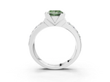 White gold Fancy Green Princess  Brilliant Diamond Channel Set Wide Band Ring with Bezel Setting_3