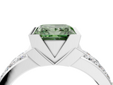 White gold Fancy Green Princess  Brilliant Diamond Channel Set Wide Band Ring with Bezel Setting_4