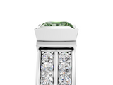 White gold Fancy Green Princess  Brilliant Diamond Channel Set Wide Band Ring with Bezel Setting_5