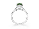 White gold Fancy Green Princess  Brilliant Diamond Solitaire with Pavé Band and Four-Prong Setting 3