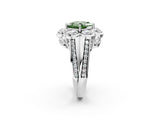 White gold Fancy Green Princess  Brilliant Flower Halo Diamond Split Shank Ring_53