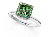 White gold Fancy Green Princess  Brilliant Solitaire Engagement Ring with Six-Prong Setting and Classic Band_1