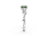 White gold Fancy Green Princess  Brilliant Solitaire with Leaf Motif Band and Four-Prong Setting_36