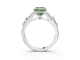 White gold Fancy Green Princess  Brilliant Solitaire with Leaf Motif Band and Four-Prong Setting_37