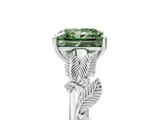 White gold Fancy Green Princess  Brilliant Solitaire with Leaf Motif Band and Four-Prong Setting_39
