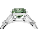 White gold Fancy Green Princess  Brilliant Solitaire with Pave Band and Four-Prong Setting_4