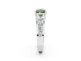 White gold Fancy Green Princess  Brilliant Solitaire with Side Stones on a Pave Band and Four-Prong Setting_26
