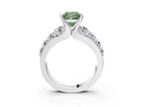White gold Fancy Green Princess  Brilliant Solitaire with Side Stones on a Pave Band and Four-Prong Setting_27