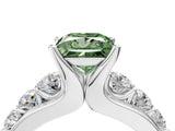 White gold Fancy Green Princess  Brilliant Solitaire with Side Stones on a Pave Band and Four-Prong Setting_28