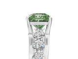 White gold Fancy Green Princess  Brilliant Solitaire with Side Stones on a Pave Band and Four-Prong Setting_29