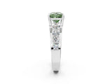 White gold Fancy Green Princess  Brilliant Solitaire with Side Stones on a Pave Band and Four-Prong Setting_62