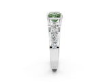 White gold Fancy Green Princess  Brilliant Solitaire with Side Stones on a Pave Band and Four-Prong Setting_66
