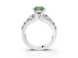 White gold Fancy Green Princess  Brilliant Solitaire with Side Stones on a Pave Band and Four-Prong Setting_68