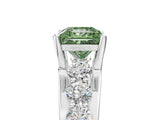 White gold Fancy Green Princess  Brilliant Solitaire with Side Stones on a Pave Band and Four-Prong Setting_69