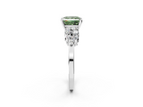 White gold Fancy Green Princess  Cluster Diamond Engagement Ring with Pavé Band and Four-Prong Setting_2