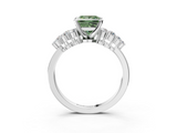 White gold Fancy Green Princess  Cluster Diamond Engagement Ring with Pavé Band and Four-Prong Setting_3