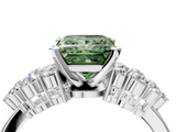 White gold Fancy Green Princess  Cluster Diamond Engagement Ring with Pavé Band and Four-Prong Setting_4