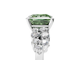 White gold Fancy Green Princess  Cluster Diamond Engagement Ring with Pavé Band and Four-Prong Setting_5